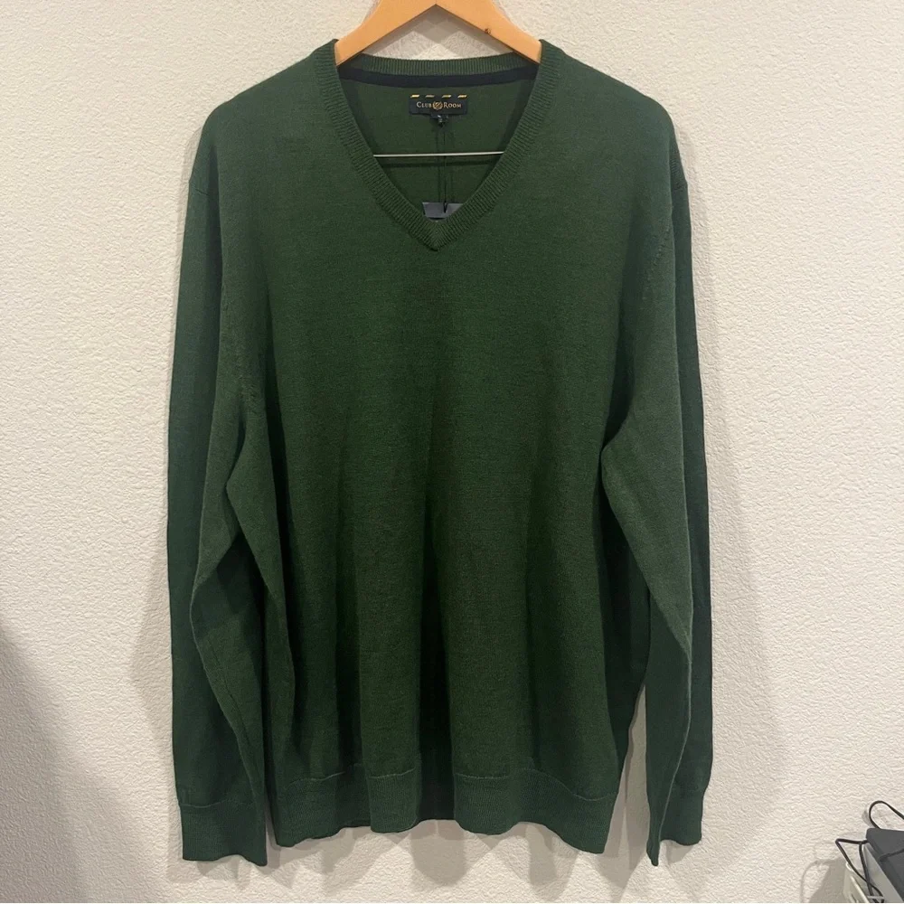 NEW Club Room green merino wool blend neck sweater size X-Large
